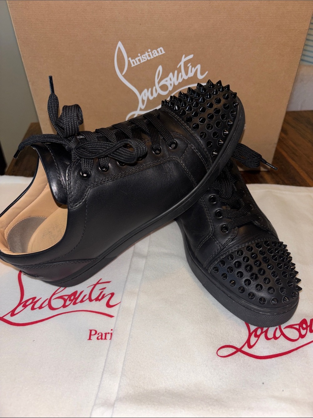 Christian Louboutin Black Spiked Low-Top Sneakers